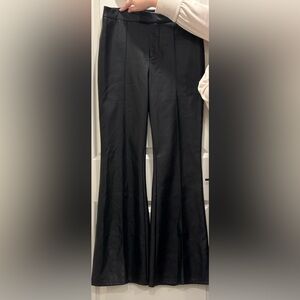 7 For All Mankind Black Vegan Leather Flare Pants M